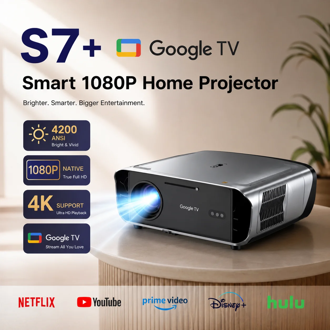 Home Cinema Couch - Projektor S7 4200ANSI Natywne 1080P 4K